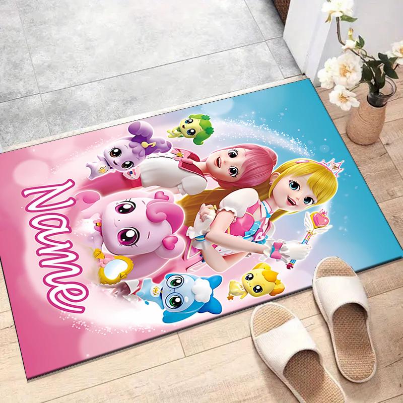Custom Catch Teenieping Magic Sweethear Mat Personalized Name, Polyester Washable Indoor Entryway Rug, Gift for Christmas, Easter, Thanksgiving Day