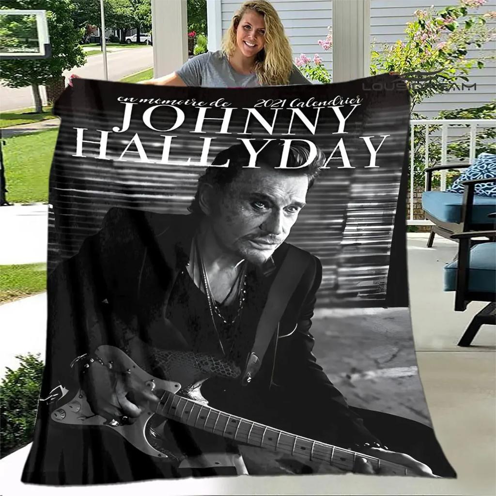 French rock star Johnny Hallyday print blanket picnic blanket vintage blanket home travel birthday gift bed blanket thin blanket