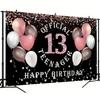 Rose gold girl's 13th birthday decoration, birthday party supporting photography background, 13th birthday party supplies