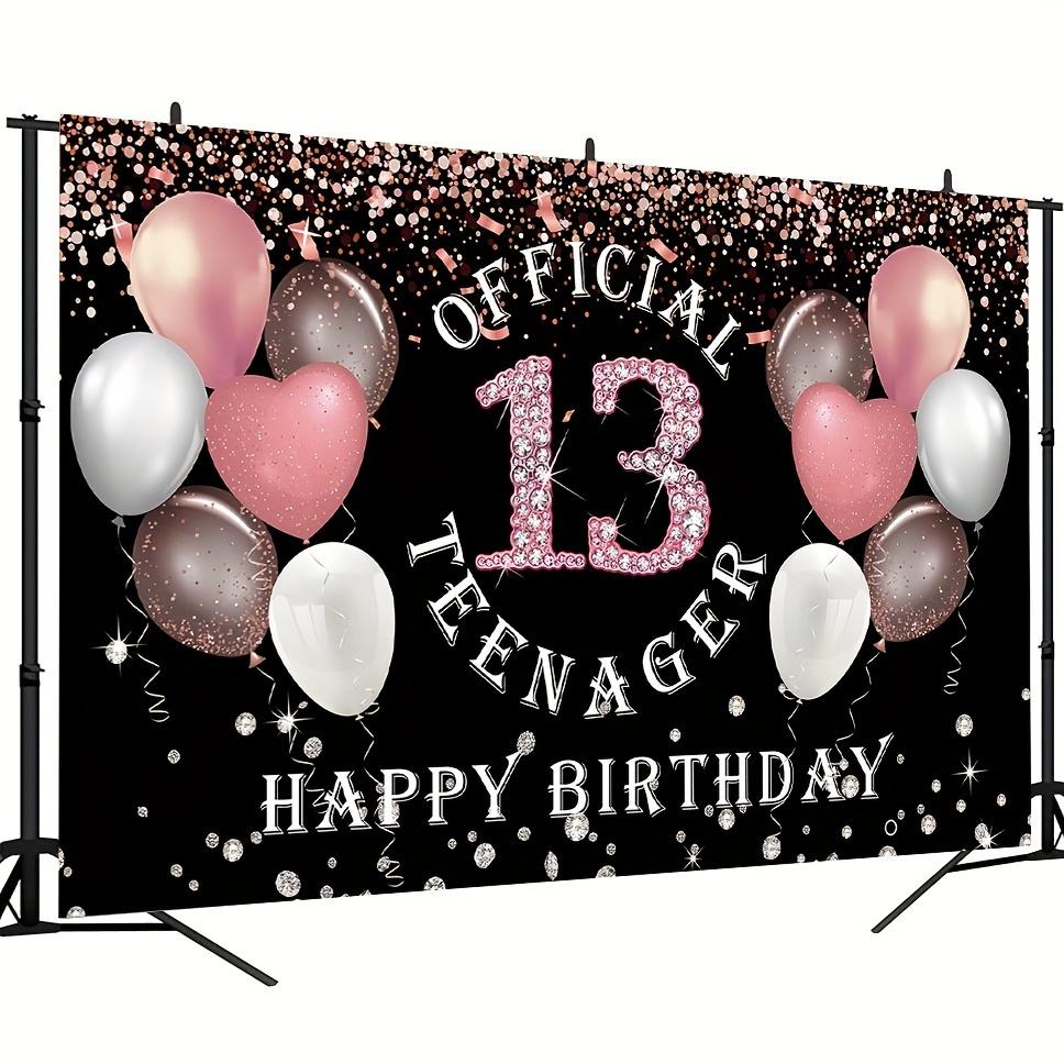 Rose gold girl's 13th birthday decoration, birthday party supporting photography background, 13th birthday party supplies