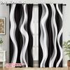 2Pcs Modern Abstract Art Black Striped Light-Filtering Curtain Polyester Drapes For Living Room Office Bedroom Home Decor