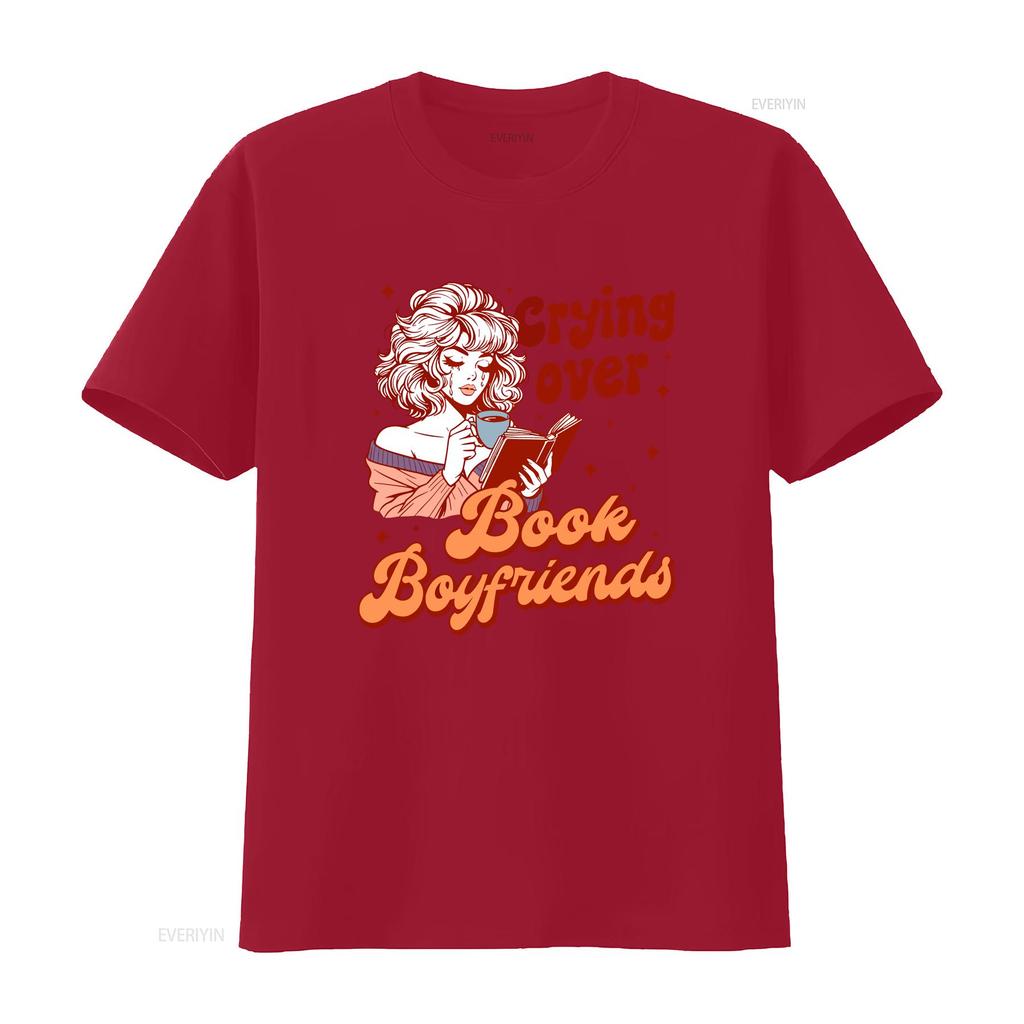 Reading Book Crying Over Boyfriends T Shirt Literary Bookish Lover Reader for Librarian vintage Washed Unisex graphic