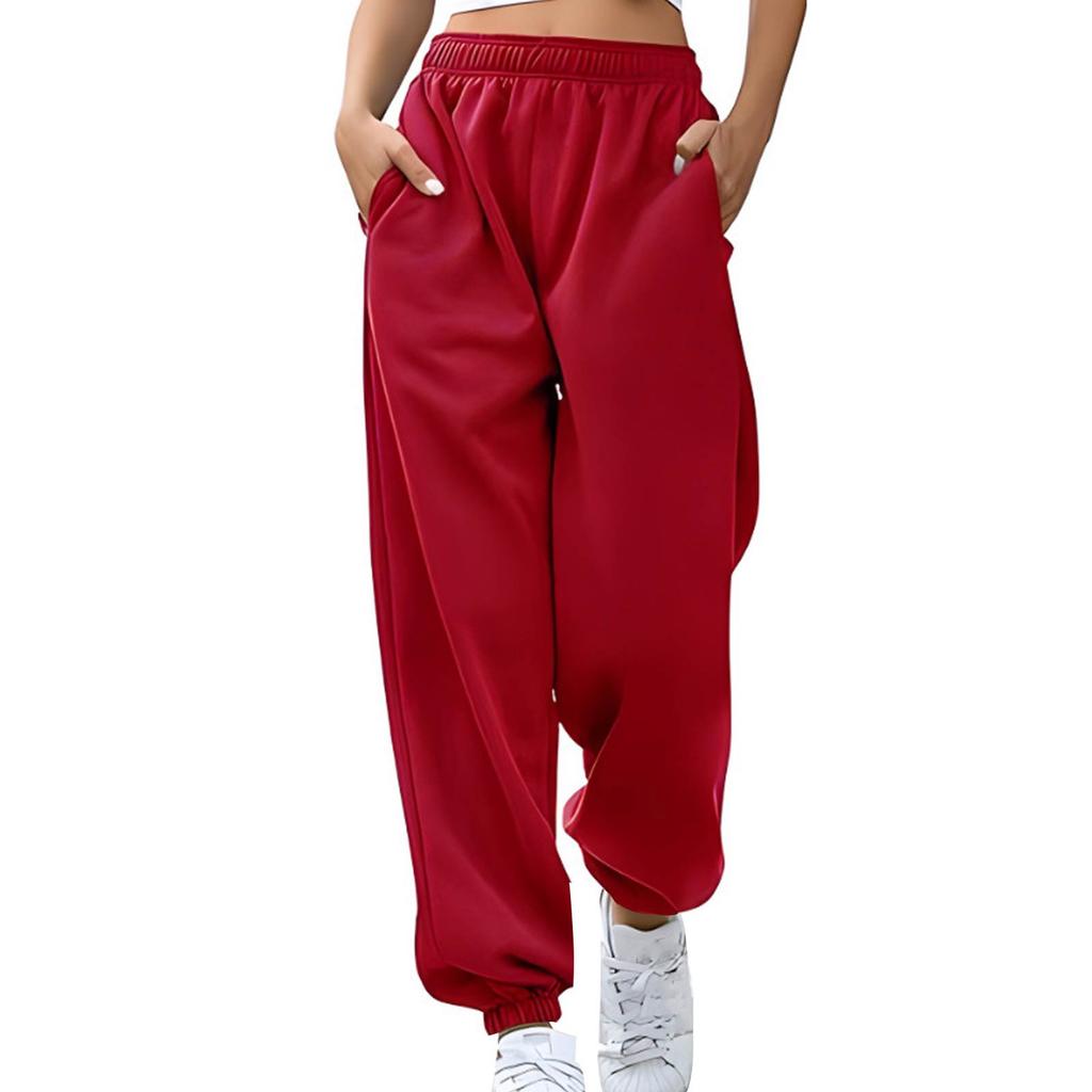 Women's Casual Pants High-waisted Belted Jogging Pants With Pockets
