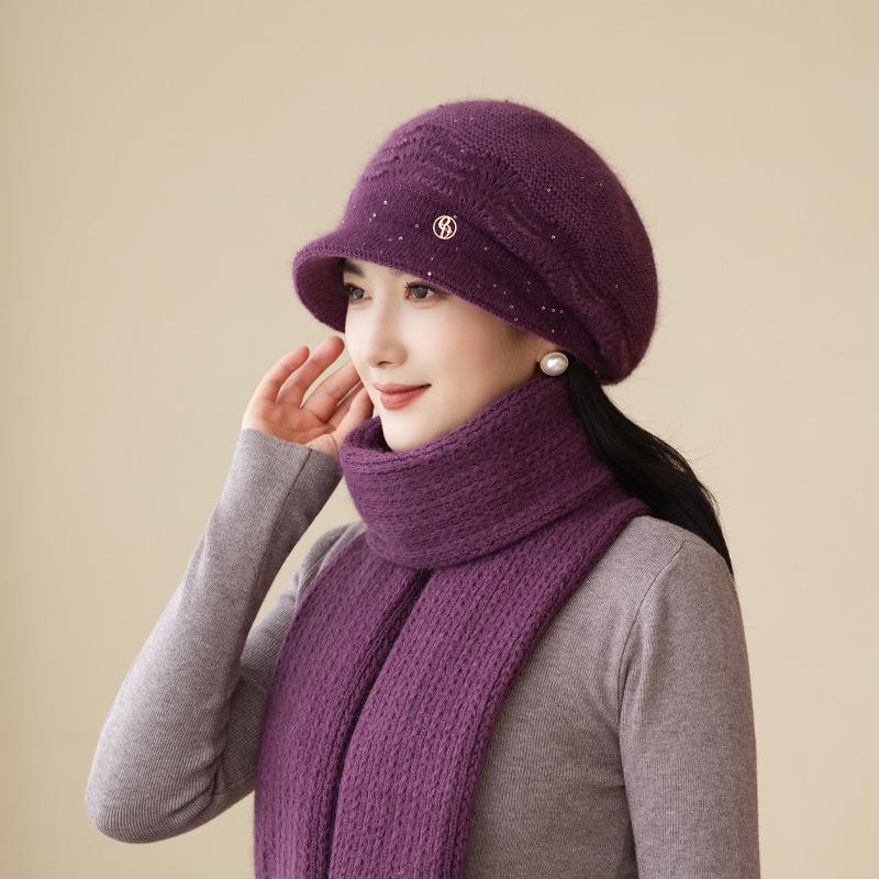 

Autumn and winter women in the elderly warm knitted basin hat fleece ear protection rabbit hair mother wool hat old lady grandma hat