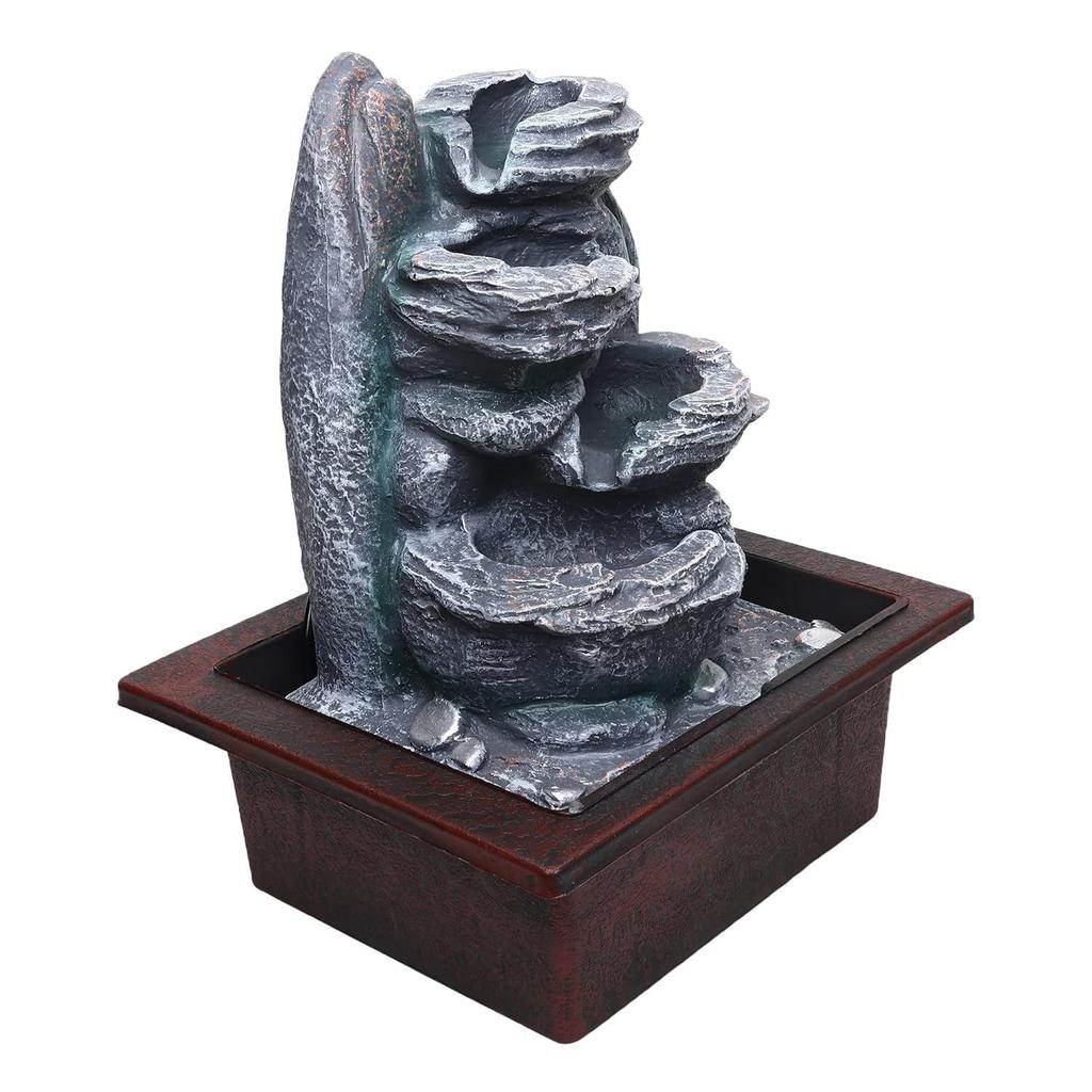 Tabletop Water Fountain, Polyresin Indoor Outdoor Water Fountain with LED Lights for Home Decor, Decoration Showpiece Gifts