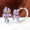 Charming Purple Enamel Iris Flower Huggie Earrings for Women Two Color Options Daily Wear and Party