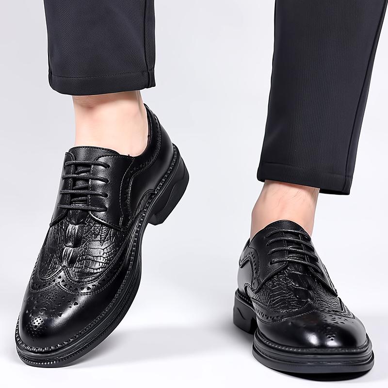 FashionMen Dress Shoes Lace Up Bullock Style Leather Shoes Men Oxfords Spring Autumn Handmade Leather British Formal Business Shoes Men