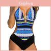Summer Sexy Hollow Out Spliced Printed Bandage Swimwear For Women In Premium Quality