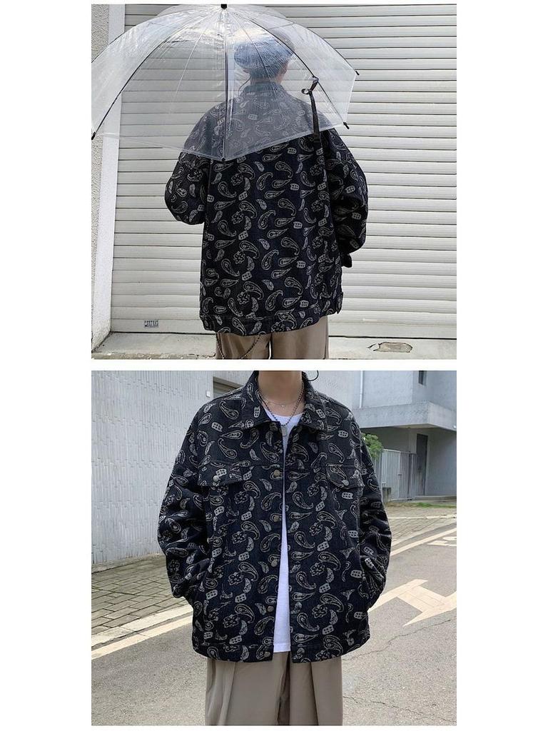 Herren Kapuzen-Jeansjacke - Frühling/Herbst Trendiger lockerer Schnitt im Hongkong-Stil