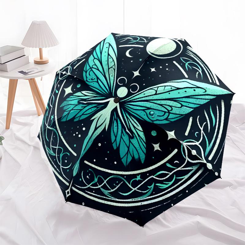 1pc Enchanted Celestial Butterfly Mandala Umbrella with Plastic Handle,Suitable for All Seasons Home Travel Outdoor UmbrellaDD998