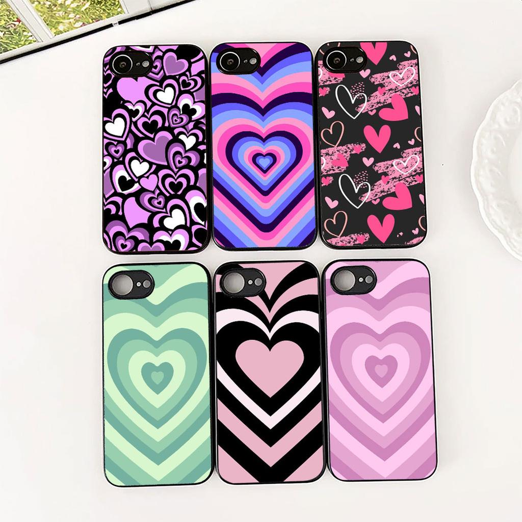 Casing for Apple iPhone 17 Pro XS Max Air 6 7 8 Plus 5 + SE 2022 SE2 16E Phone Cover Protective Case Star Dark Red Heart Love