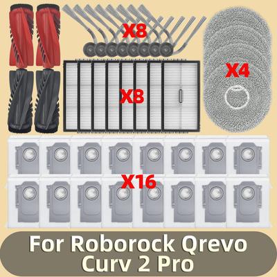 Vhodné pro Roborock Qrevo Curv 2 Pro Hlavní boční kartáč Filtr Hepa Mop hadřík Podložka Sáček na prach Příslušenství Náhradní díly