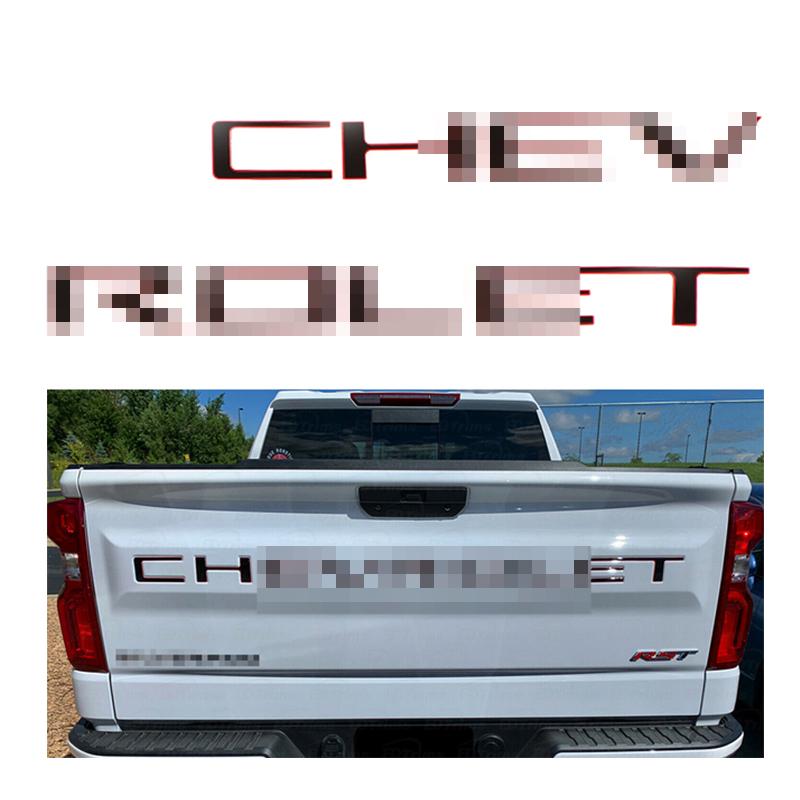 Tailgate ABS Inserts Letters Fit for  Silverado 2019-2022 3D Raised & Strong Adhesive Decals Letters Tailgate Emblems