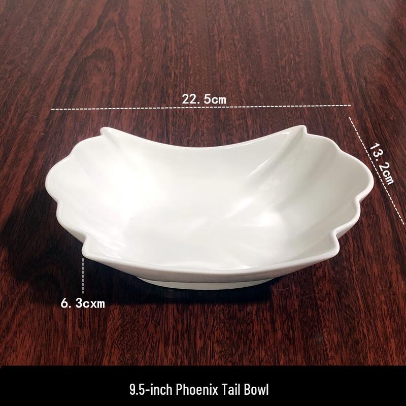9-inch White Ceramic Phoenix Tail Dinner Plate