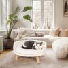 Luxury Soft Warm Plush Cat Bed Nesting Chair with Wood Legs Washable Waterproof Cushion Pad Pet Bed for Small Animals