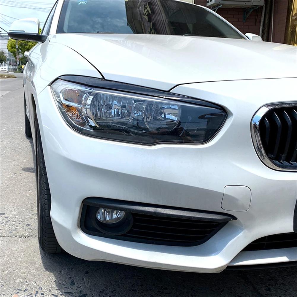 2Pcs Headlight Cover Eyelid Gloss Black Eyebrow For BMW F20 F21 2015-2018 1-Series 116i 118i 120i 125i 128i Hatchback
