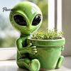Sci-Fi Theme Plant Holders Funny Alien Planter, Resin Flower Pot, Decorative Whimsical Balcony Pots Pot for Succulents, Cactus, Sci-fi Lovers