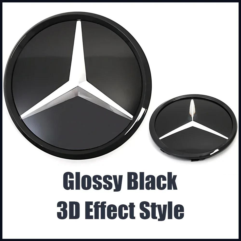 Per Mercedes Benz Classe A W176 2016-2018 A180 A200 A250 Argento e Nero Stile Effetto 3D Griglia Anteriore Emblema Stella Logo Badge