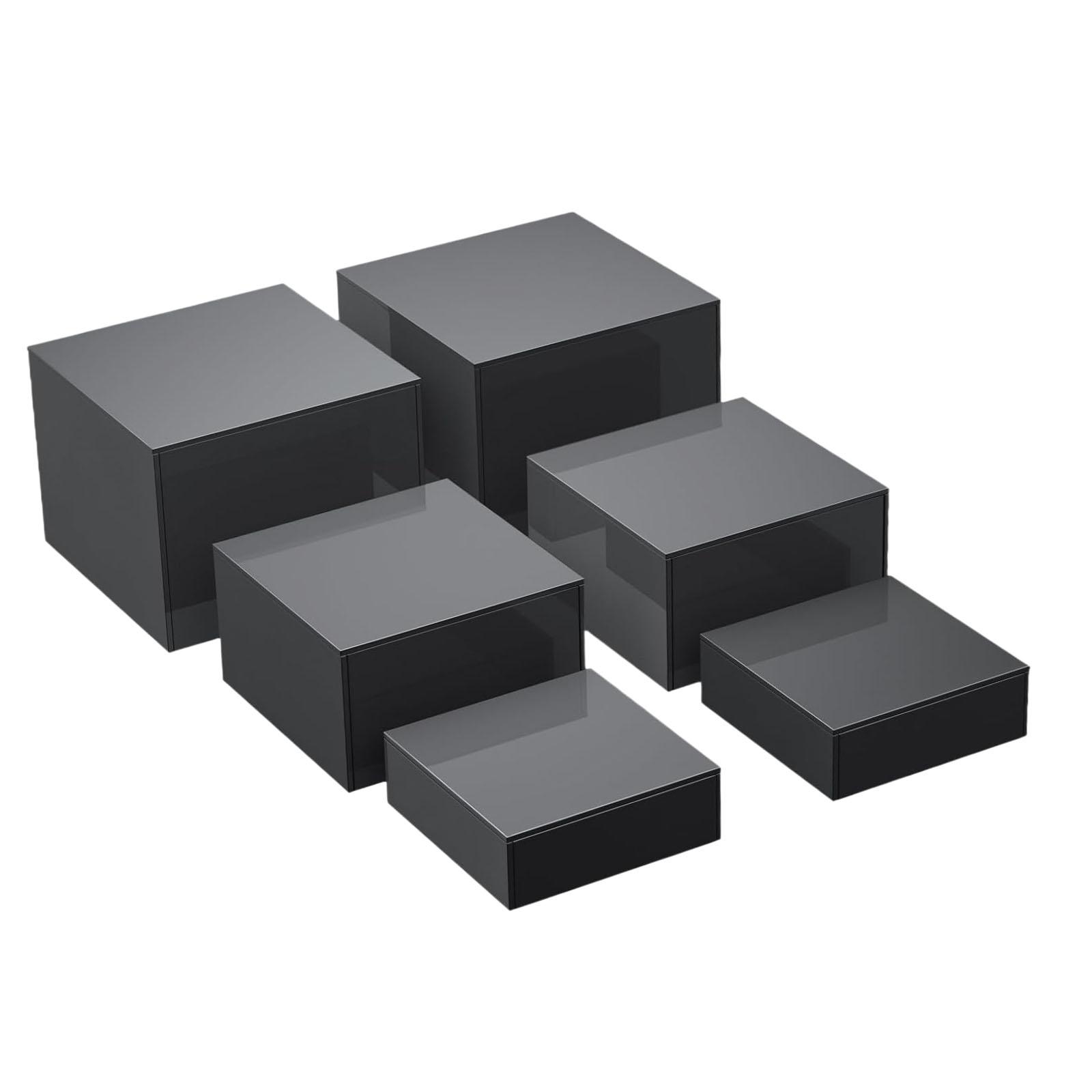 

6x акриловых подставок для витрин с полым дном, буферные подставки для еды, коллекционных предметов, кейтеринговых изделий, художественной фотографии чёрный