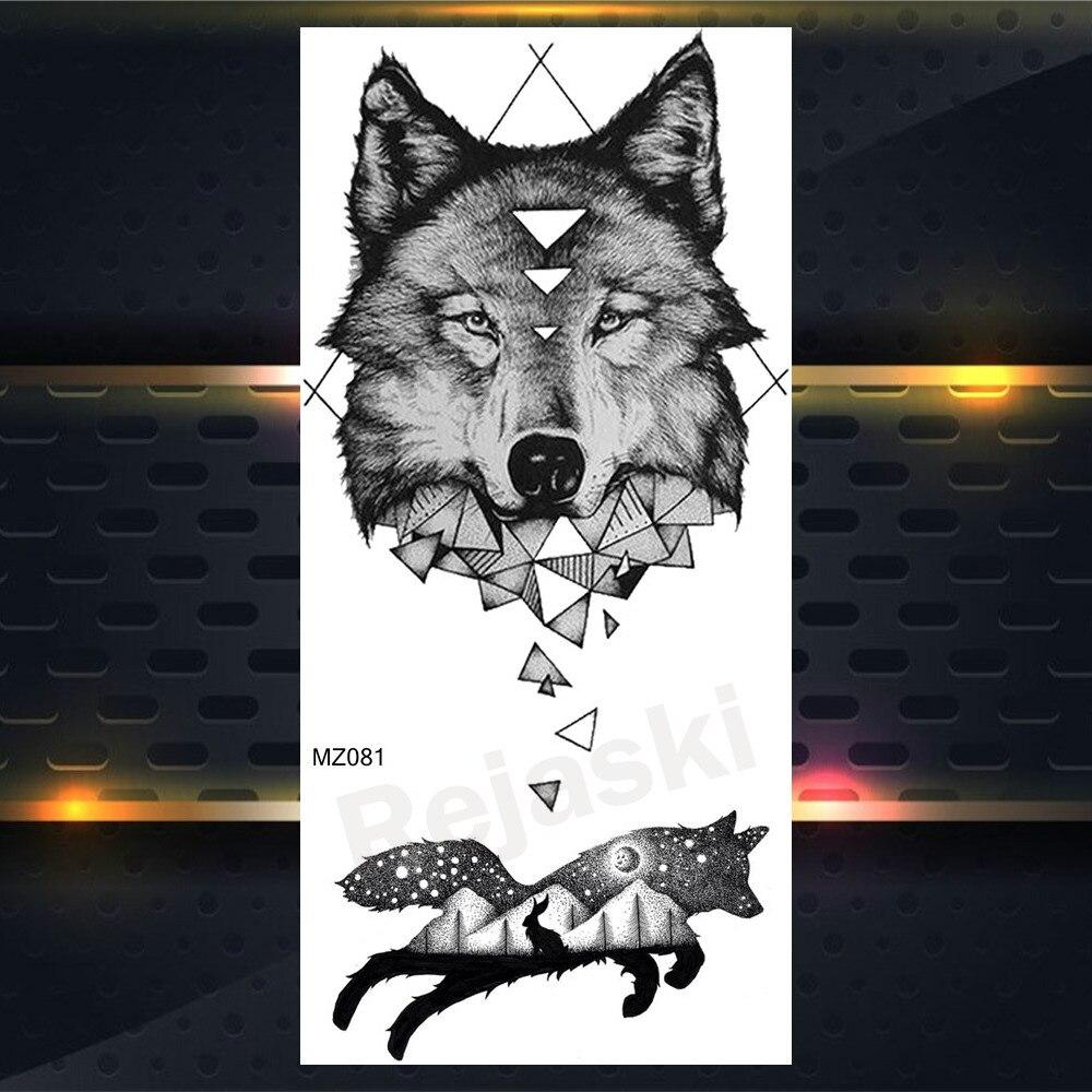 Adler Temporäre Tattoos für Männer Frauen Wolf Schwarz Tier Tattoo Tiger Wald Elch Geometrie Berg Fake Tatoo Skorpion Hände Arm