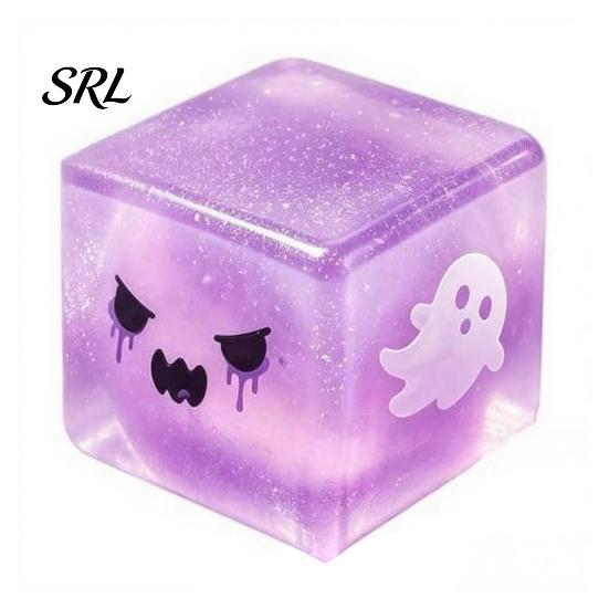 Halloween Stress Cube Ghost Sensory Toy, Anxiety Relief Squeeze Toy Slow Rising Glitter Pinch for Kids Adults