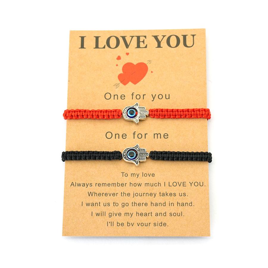 Romantische 5 Stile 2 Stück Partner-Paar-Armband Handgeflochtene Schnur Freundschaftsarmband Verstellbar Perfekte Geschenke Für Liebende