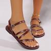 Fashion Women Sandals New Flat Clip-toe Casual Sandals Women Rome Narrowband Ankle Sandals Buckle Strap Beach Designer Shoes for Women