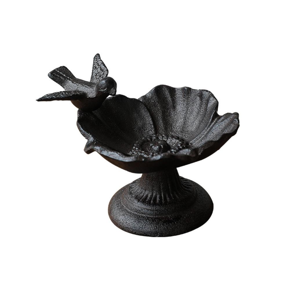Cast Iron Petal Bird Feeder Basin Nostalgic Bird Food Dispenser Art Statue  Outdoor