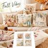 Fall Thanksgiving Throw Cover Festival Pumpkin Maple Leaf Print Cushion Case for Sofa Couch Decor