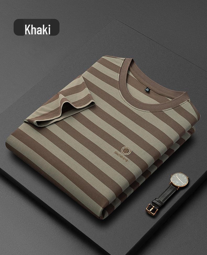 2024 Men's Casual Striped Crew Neck Pullover T-Shirt - Summer Short Sleeve