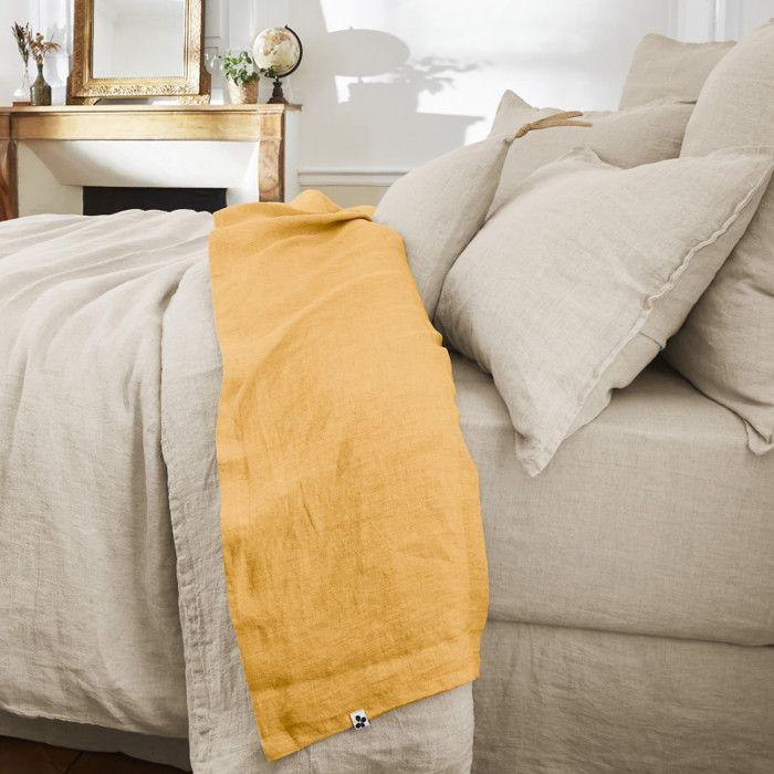 Drap plat "Soline" toutes dimensions Lin lavé - Soline Miel - 270 x 300 cm pour lit King size