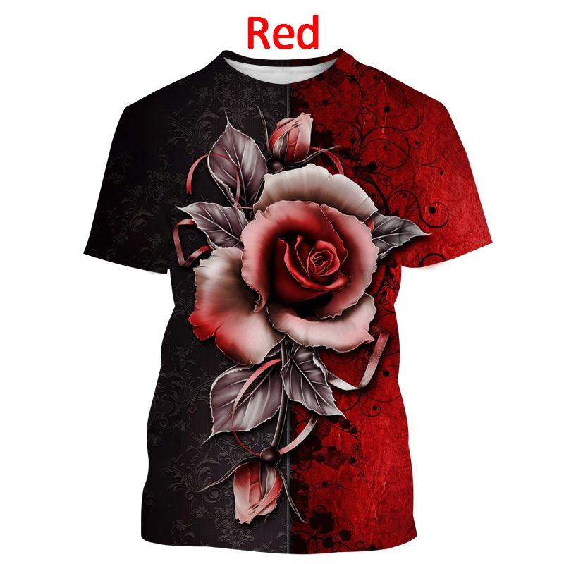 

2024 Новейшая футболка с принтом роз 3D, модная, с цветами роз, для мужчин и женщин, креативная, повседневная, тонкая, с коротким рукавом 5XL