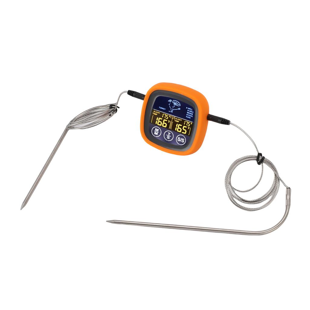Meat Thermometer Touchscreen 2 Probes Digital Grill Thermometer with Timer for Water Beef Chicken