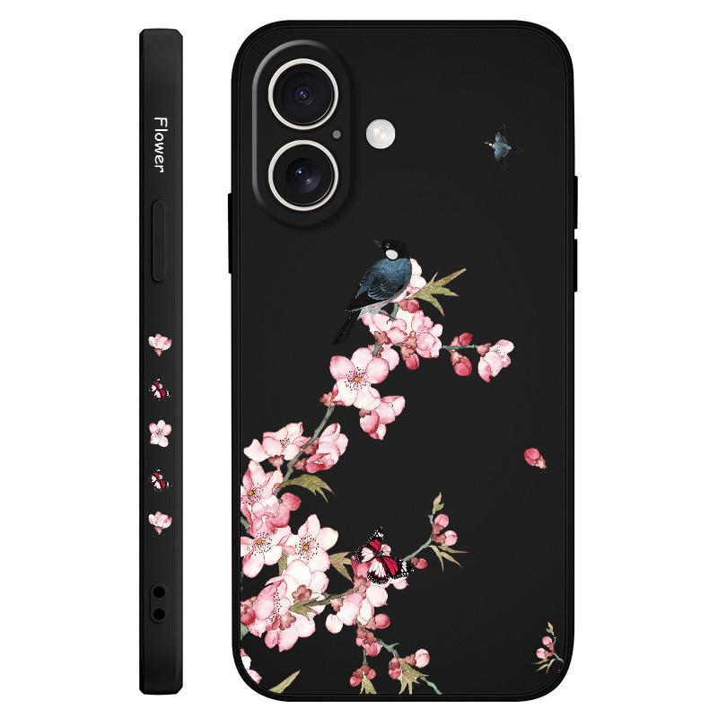 

Peach Butterfly Phone Case For iPhone 16 16e 15 14 13 12 11 X XR XS Plus Pro Max Mini Silicone Cover iPhone 12 mini чёрный