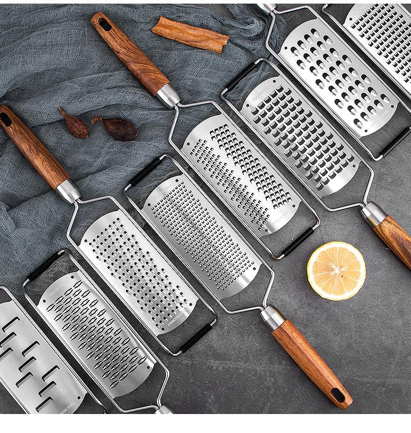 Stainless Steel Kitchen Tools Lemon Planer Cheese Planer Solid Wooden Handle Series-Fine Tooth Planer Parmesan Zester Chocolate