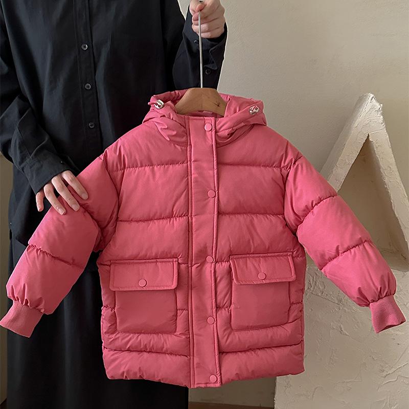 

Children s Winter 2025 Mid-Length Down Coat - Thick, Warm Cotton Jacket for Boys and Girls 130cm for 115-125cm height
