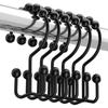 Shower Curtain Hooks Rings, Rust Resistant Metal Double Glide Shower Hooks Rings for Bathroom Shower Rods Curtains, Set of 12 Hooks