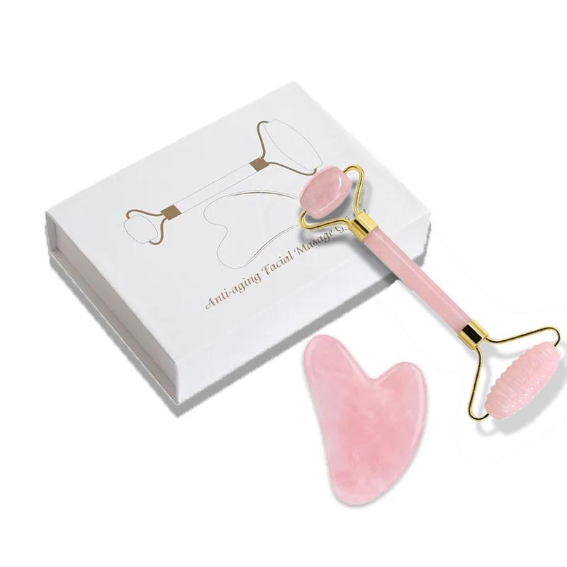 Face Jade Roller Rose Quartz Gua Sha Massage Board Facial Lifting Anti Wrinkle Beauty Skin Care Gouache Scraper Stone Massager