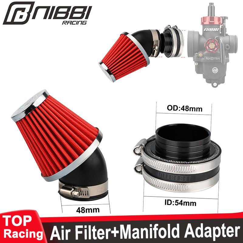 NIBBI Motorcycle 54mm/48mm/42mm/37mm Air Filter Joint Interface Adapter Air Cleaner CNC Intake Manifold for Honda Suzuki Motor