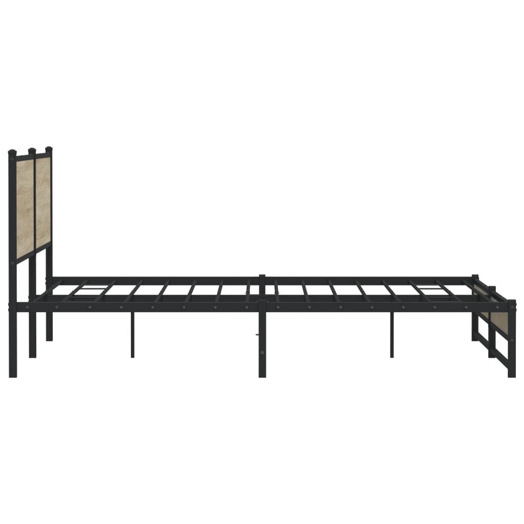 Metal Bed Frame without Mattress Sonoma Oak Finish 193 x 203 cm