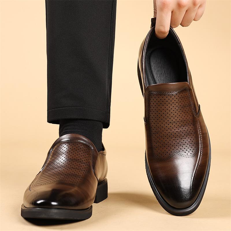 Springtime Summertime Breathable Hallow Genuine Leather Shoes For Men Stylish Business Daily Genuine Leather Shoes Male British Style Dress Shoe Man