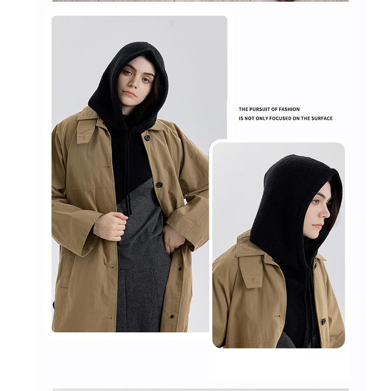 Winter Balaclava Hat Scarf for Women Knitted Hooded Caps Outdoor Warm One-Piece Neck Collar Beanies Hats for Girls