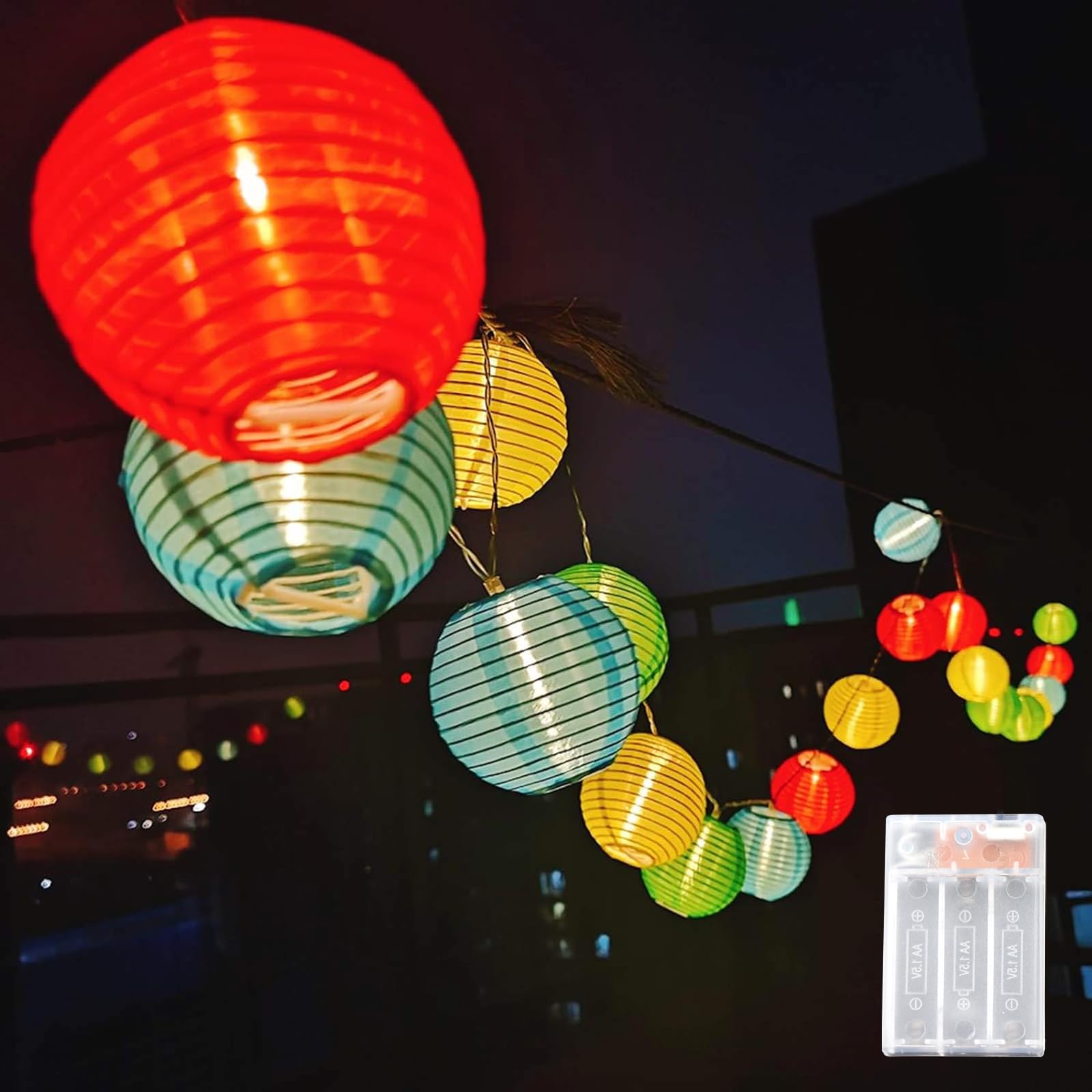 

DARENYI Colorful Paper Lantern Lights, 6M, 40 LED Lanterns, Waterproof LED String Lights for Indoor and Outdoor Use, Obon Festival Decorations,