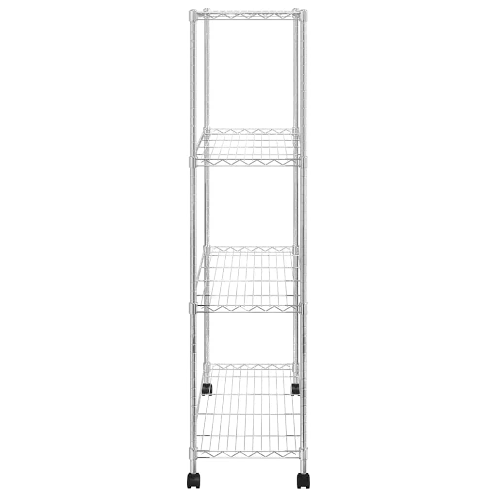 4 Tier Mobile Chrome Wire Shelving Unit 90 x 35 x 142 cm 200 kg Capacity