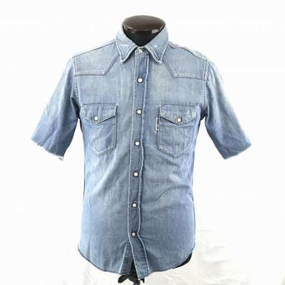 Japan Blue Blau Kurzarm Chambray Hemd Herren 1 S Hellblau Logo Stickerei Brusttasche(GEBRAUCHT)