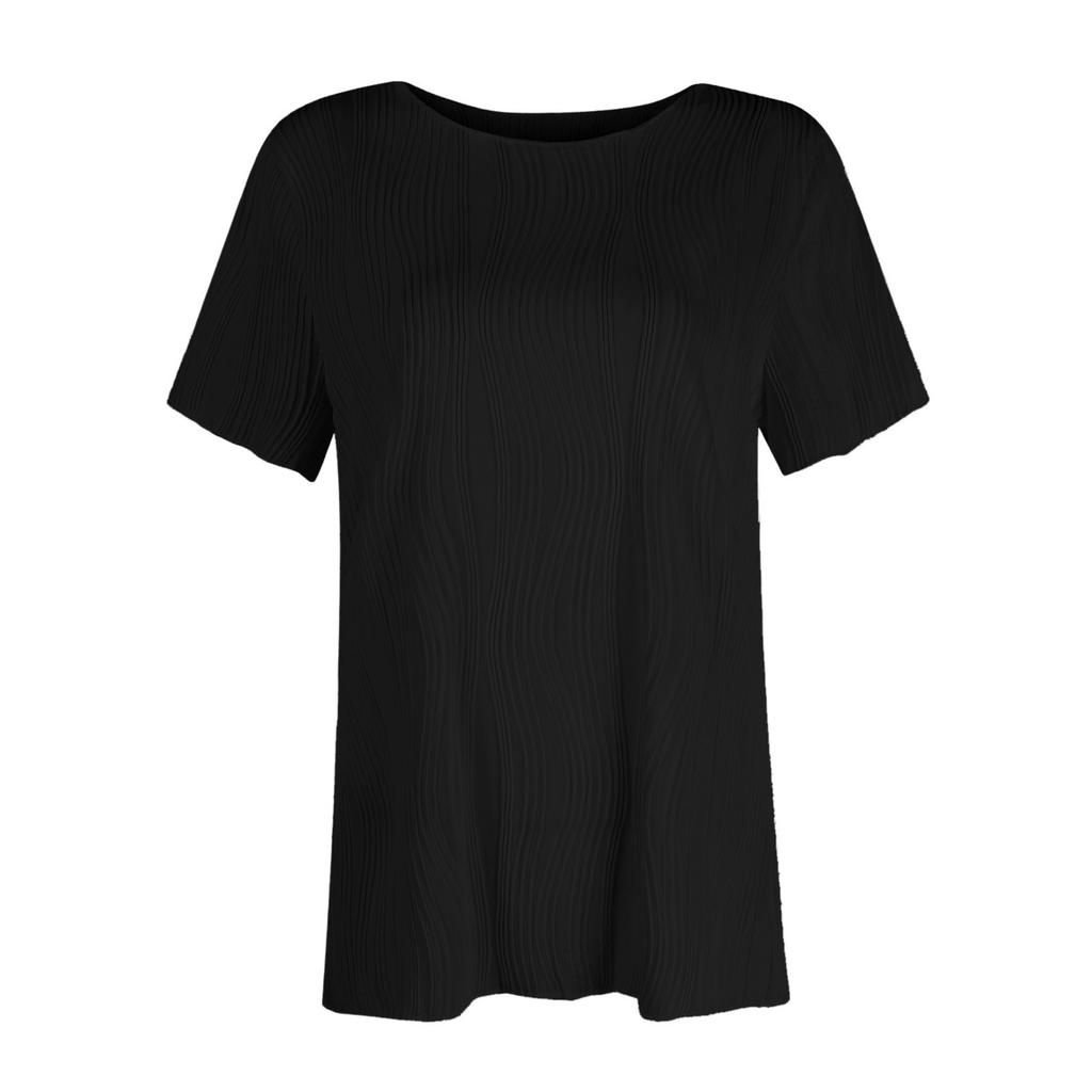 Women's Solid Color Round Neck Slim Short Sleeve T-shirt Top