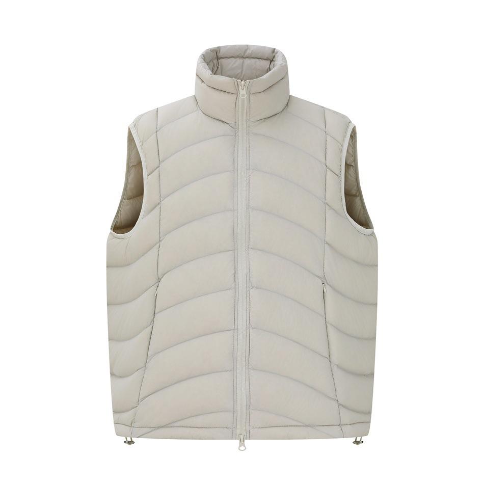 FORN3 Unisex Winter White Duck Down Vest: Lightweight, Warm, Ribbed Stand Collar Jacket N1955 Small