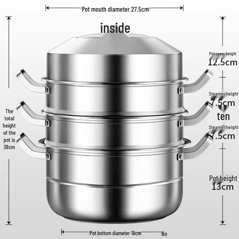 Zisiz 28cm 201 Stainless Steel Multi-layer Steamer