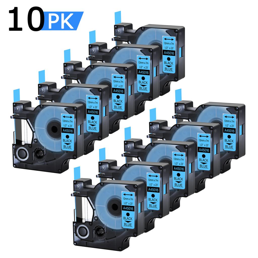3/5/10PK 12mm D1 Standard Label Tapes Compatible for Dymo A45013 45010 Various Colors Ribbon Label For DYMO LabelManager 100 450
