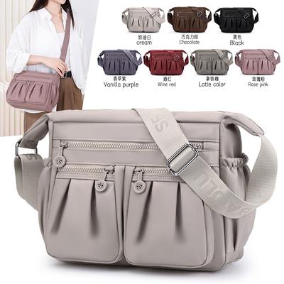 New Trendy One-Shoulder Crossbody Shopping Bag Multi-Compartment Casual Middle-Aged Mother Bag Nylon Cloth Women'S Bag